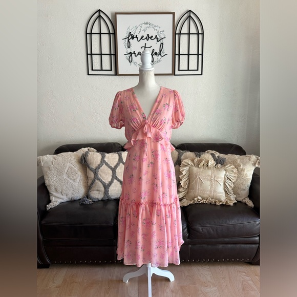 LoveShackFancy x Target Collab Pink Midi Dress - Size 10 Whimsical Boho Summer - Picture 5 of 15